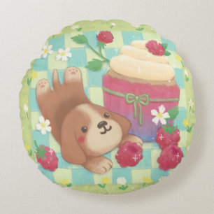Beagle's Picknickdag met frambozen cupcakes Rond Kussen