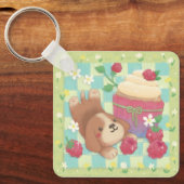 Beagle's Picknickdag met frambozen cupcakes Sleutelhanger (Voorkant)