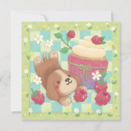 Beagle's Picnic Day with Raspberry Cupcake Feestdagenkaart