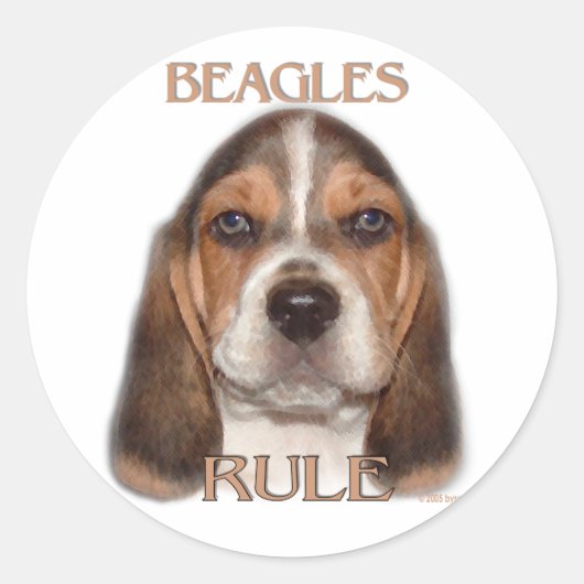 Beagles Rule! Ronde Sticker (Voorkant)