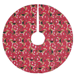 Beagles Santa Hat-kerstboom in rood Kerstboom Rok