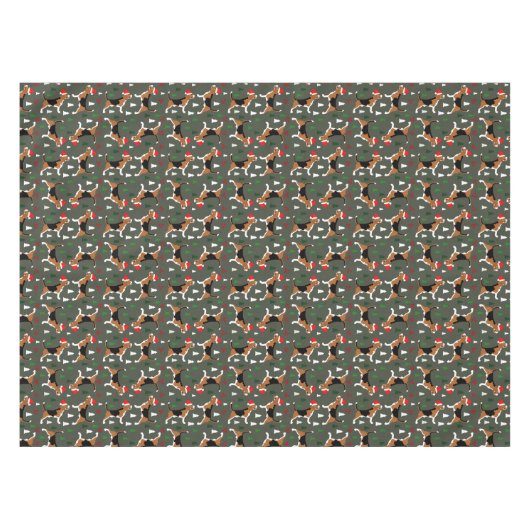 Beagles Santa Hats Kerstfeestdag feestdag feesteli Tafelkleed (Voorkant (Horizontaal))