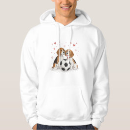 Beagles  with soccer ball for Valentine's Day Hoodie