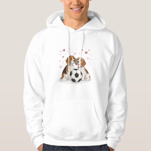 Beagles  with soccer ball for Valentine's Day Hoodie (Voorkant)