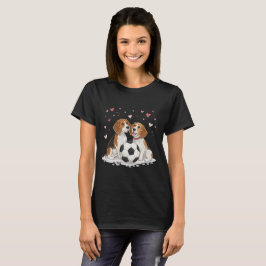 Beagles  with soccer ball for Valentine's Day T-shirt