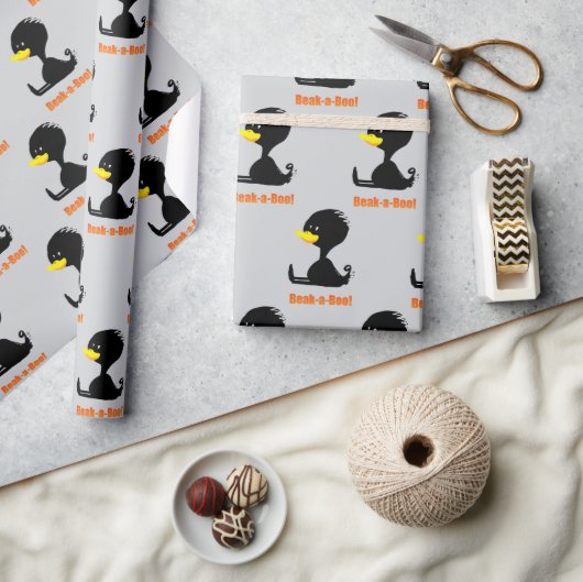 Beak-a-Boo! Cute Cartoon Duck with Funny Pun Cadeaupapier (Crafts)