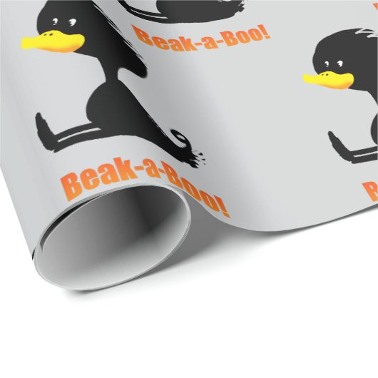 Beak-a-Boo! Cute Cartoon Duck with Funny Pun Cadeaupapier (Rol Hoek)