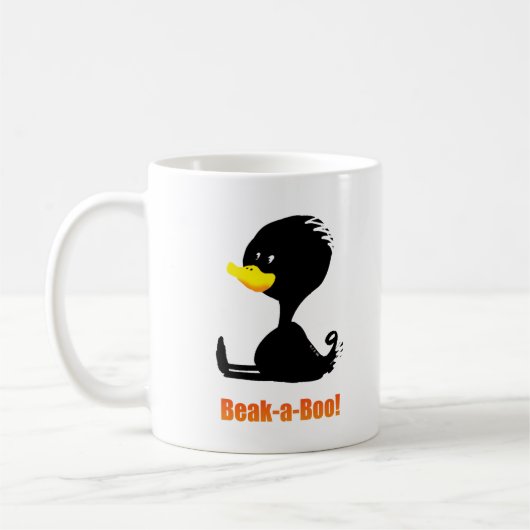 Beak-a-Boo! Cute Cartoon Duck with Funny Pun Koffiemok (Links)
