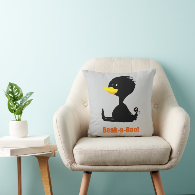 Beak-a-Boo! Cute Cartoon Duck with Funny Pun Kussen (Stoel)