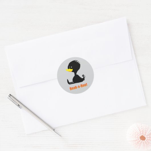 Beak-a-Boo! Cute Cartoon Duck with Funny Pun Ronde Sticker (Envelop)