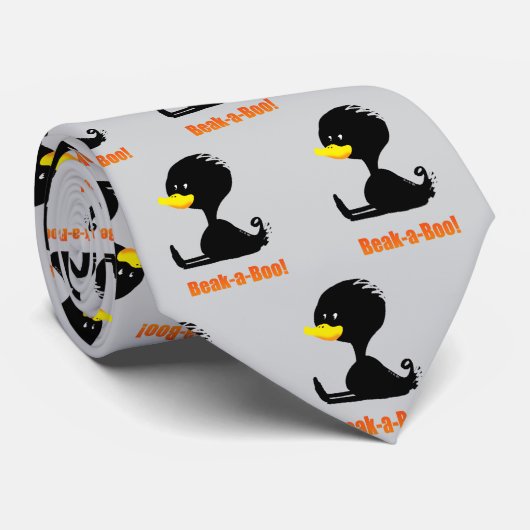 Beak-a-Boo! Cute Cartoon Duck with Funny Pun Stropdas (Opgerold)