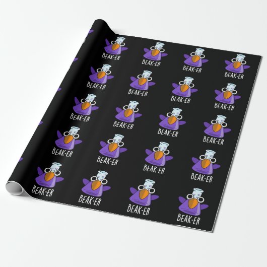 Beak-er Funny Chemistry Pun Dark BG Cadeaupapier (Uitgerold)