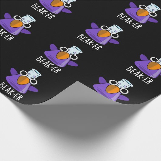 Beak-er Funny Chemistry Pun Dark BG Cadeaupapier (Hoek)