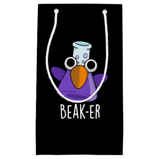 Beak-er Funny Chemistry Pun Dark BG Klein Cadeauzakje (Voorkant)