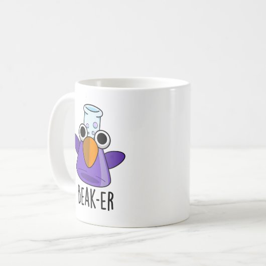 Beak-er Funny Chemistry Pun Koffiemok (Voorkant links)