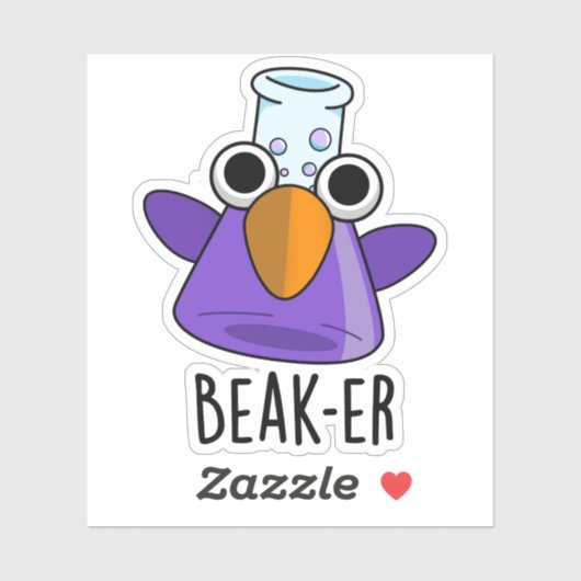 Beak-er Funny Chemistry Pun Sticker (Vel)