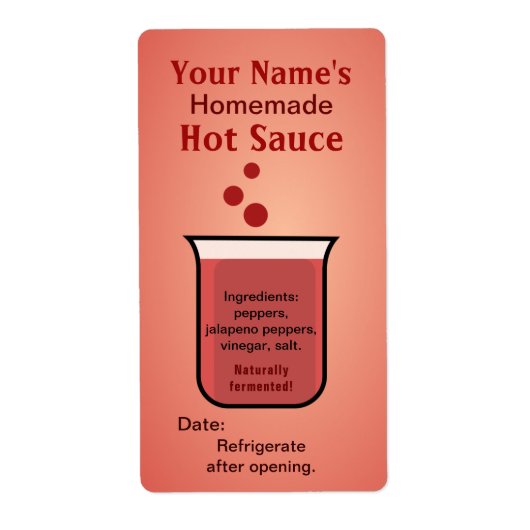 Beaker Personalized Hot Sauce Labels Template (Voorkant)
