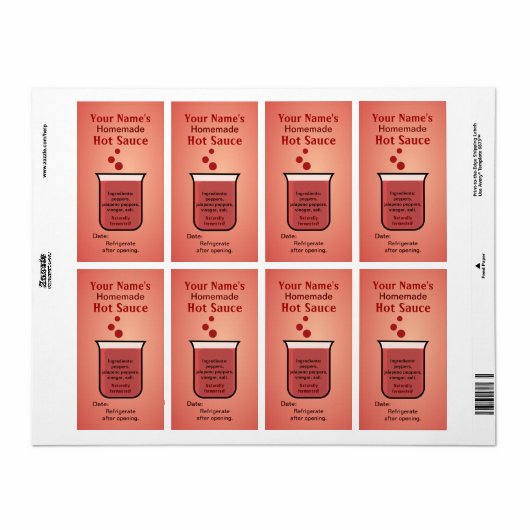 Beaker Personalized Hot Sauce Labels Template (Full Sheet)