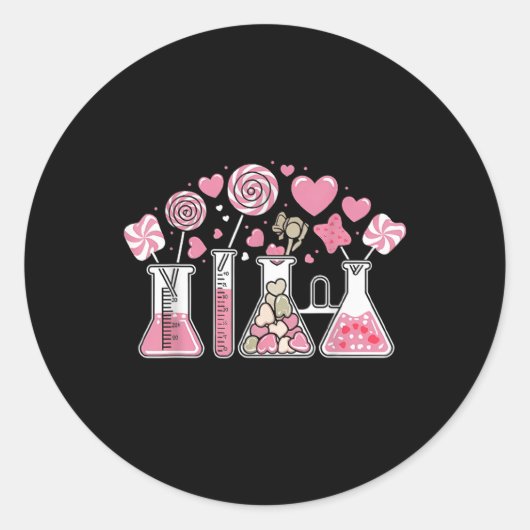 Beaker Test Tube Hart Laboratorium Valentijnse Ronde Sticker (Voorkant)