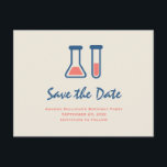 Beaker & Test Tube Science dacht de datum op te sl Uitnodiging Briefkaart<br><div class="desc">Sparen het briefkaart met een schattige tekening van een reageerbuis en bekerglas. Ideaal voor wetenschappelijke themaevenementen.</div>