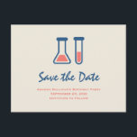 Beaker & Test Tube Science dacht de datum op te sl Uitnodiging Briefkaart<br><div class="desc">Sparen het briefkaart met een schattige tekening van een reageerbuis en bekerglas. Ideaal voor wetenschappelijke themaevenementen.</div>