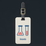 Beaker & Test Tube Science Geëerd Bagagelabel<br><div class="desc">Een bagagelabel met een schattige tekening van een reageerbuis en een bekerglas. Ideaal voor soorten wetenschap.</div>