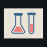 Beaker & Test Tube Science Geëerd Briefkaart<br><div class="desc">Een briefkaart met een schattige tekening van een reageerbuis en een bekerglas. Ideaal voor soorten wetenschap.</div>