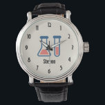 Beaker & Test Tube Science Geëerd Horloge<br><div class="desc">Een horloge met een schattige tekening van een reageerbuis en een bekerglas. Ideaal voor soorten wetenschap.</div>