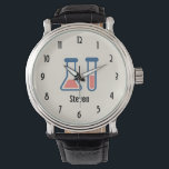 Beaker & Test Tube Science Geëerd Horloge<br><div class="desc">Een horloge met een schattige tekening van een reageerbuis en een bekerglas. Ideaal voor soorten wetenschap.</div>