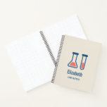 Beaker & Test Tube Science Geëerd Notitieboek<br><div class="desc">Een gepersonaliseerd spiraalvormig notitieboek met een schattige tekening van een reageerbuis en een bekerglas. Ideaal voor soorten wetenschap.</div>