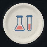 Beaker & Test Tube Science Geëerd Papieren Bordje<br><div class="desc">Papieren borden met een schattige tekening van een reageerbuis en een bekerglas. Ideaal voor soorten wetenschap.</div>