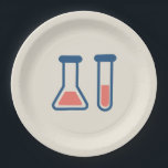 Beaker & Test Tube Science Geëerd Papieren Bordje<br><div class="desc">Papieren borden met een schattige tekening van een reageerbuis en een bekerglas. Ideaal voor soorten wetenschap.</div>