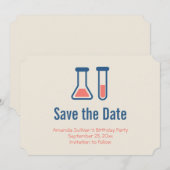 Beaker & Test Tube Science Geëerd Save The Date (Voorkant / Achterkant)