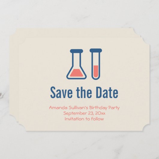 Beaker & Test Tube Science Geëerd Save The Date (Voorkant / Achterkant)