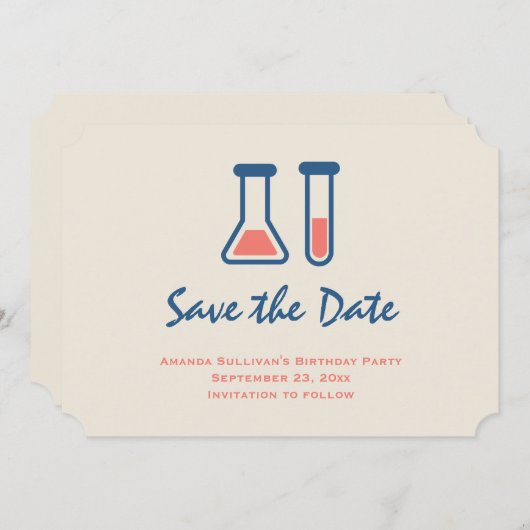 Beaker & Test Tube Science Geëerd Save The Date (Voorkant / Achterkant)