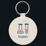 Beaker & Test Tube Science Geëerd Sleutelhanger<br><div class="desc">Een sleutelketting met een schattige tekening van een reageerbuis en een bekerglas. Ideaal voor soorten wetenschap.</div>