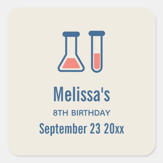 Beaker & Test Tube Science Geëerd Vierkante Sticker (Voorkant)