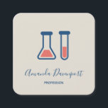 Beaker & Test Tube Science Geëerd Vierkante Visitekaartje<br><div class="desc">Visitekaartjes met een schattige tekening van een reageerbuis en een bekerglas. Ideaal voor soorten wetenschap.</div>