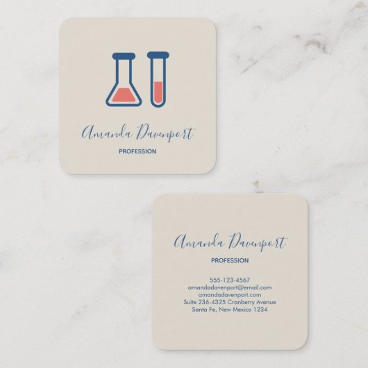 Beaker & Test Tube Science Geëerd Vierkante Visitekaartje (Voorkant / Achterkant)