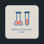 Beaker & Test Tube Science Geëerd Vierkante Visitekaartje<br><div class="desc">Visitekaartjes met een schattige tekening van een reageerbuis en een bekerglas. Ideaal voor soorten wetenschap.</div>