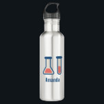 Beaker & Test Tube Science Geëerd Waterfles<br><div class="desc">Waterfles met een schattige tekening van een reageerbuis en een bekerglas. Ideaal voor soorten wetenschap.</div>