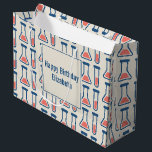 Beaker & Test Tube Science Vervolgende dag Groot Cadeauzakje<br><div class="desc">Gift bag met een schattige tekening van een reageerbuis en een bekerglas. Ideaal voor soorten wetenschap.</div>