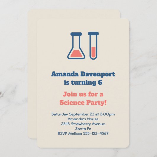Beaker & Test Tube Science Vervolgende dag Kaart (Voorkant / Achterkant)