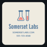 Beaker & Test Tube Science Vierkante Sticker<br><div class="desc">Zakelijke stickers met een schattige tekening van een reageerbuis en een bekerglas.</div>