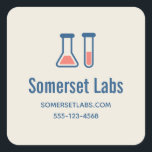 Beaker & Test Tube Science Vierkante Sticker<br><div class="desc">Zakelijke stickers met een schattige tekening van een reageerbuis en een bekerglas.</div>