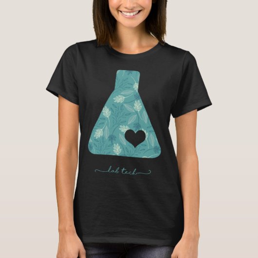 Beaker with heart medical lab tech love lab week t-shirt (Voorkant)