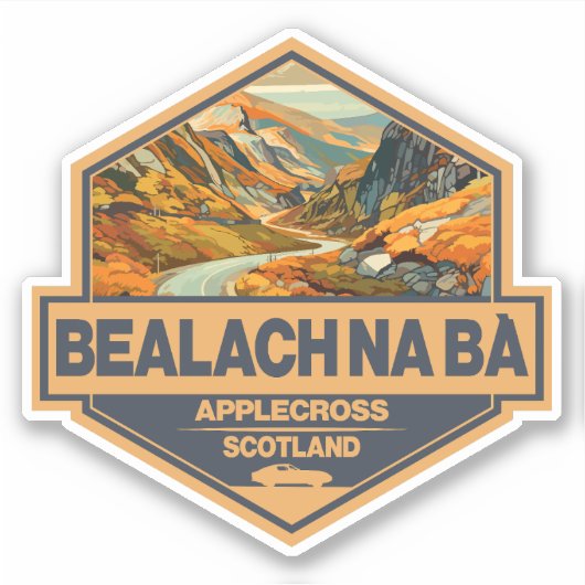 Bealach na Bà Scotland Travel Art Badge Sticker (Voorkant)