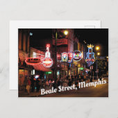 Beale Street, Memphis, Tennesee night scene Briefkaart (Voorkant / Achterkant)
