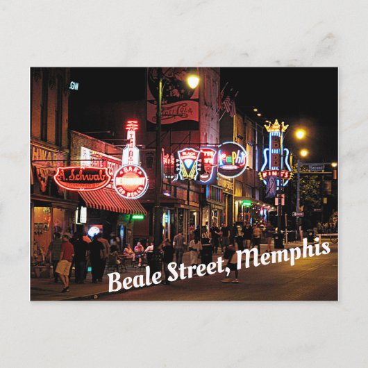 Beale Street, Memphis, Tennesee night scene Briefkaart (Voorkant)