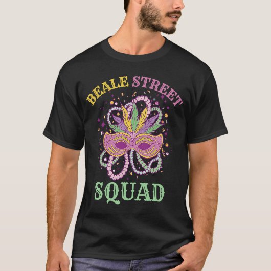 Beale Street Squad Mardi Gras voor mannen en vrouw T-shirt (Voorkant)